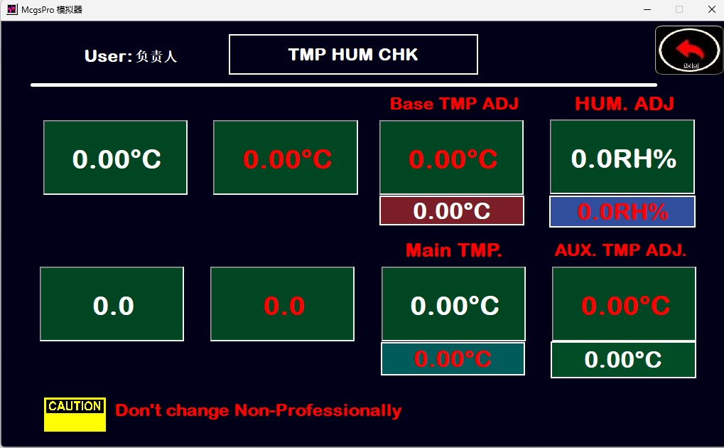 Incubator temperature and humidity check screen